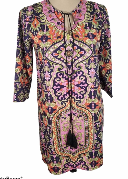 Dress Tunic pattern multicolor.  Size S - Picture 3 of 12